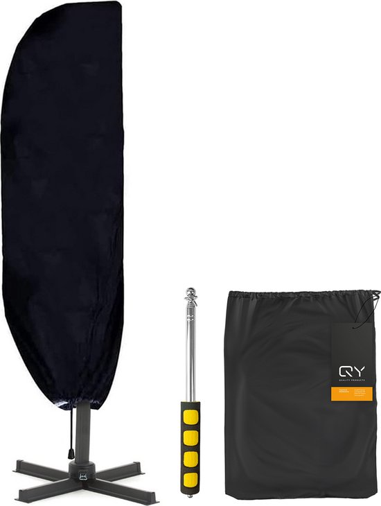 Parasolhoes voor Zweefparasol Weersbestendig Beschermhoes - 265 cm - zwart met rits en stok