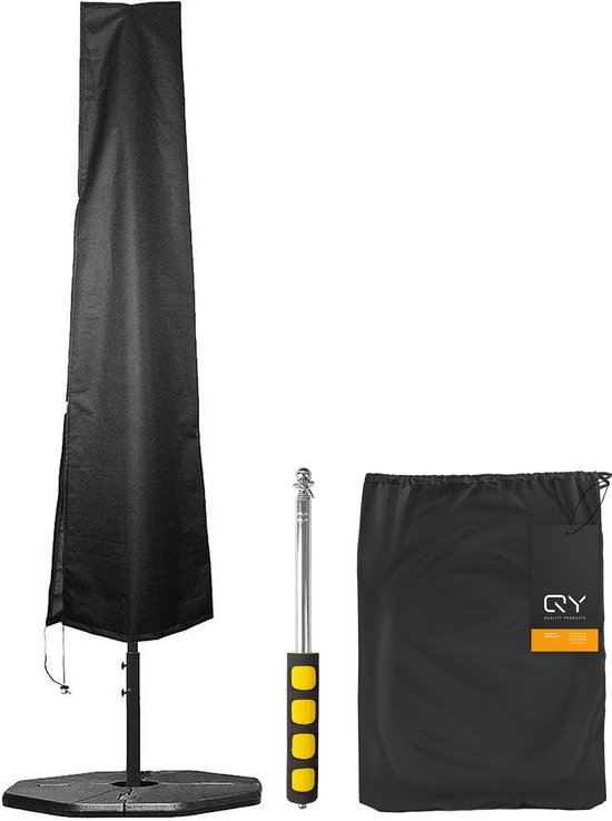 Parasolhoes staande parasols Parasol beschermhoes met rits en stok - Weersbestendig - 235 cm - zwart